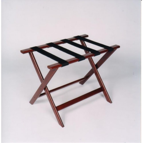 Deluxe Series Wood Luggage Rack, Cherry Mahogany with Black Straps